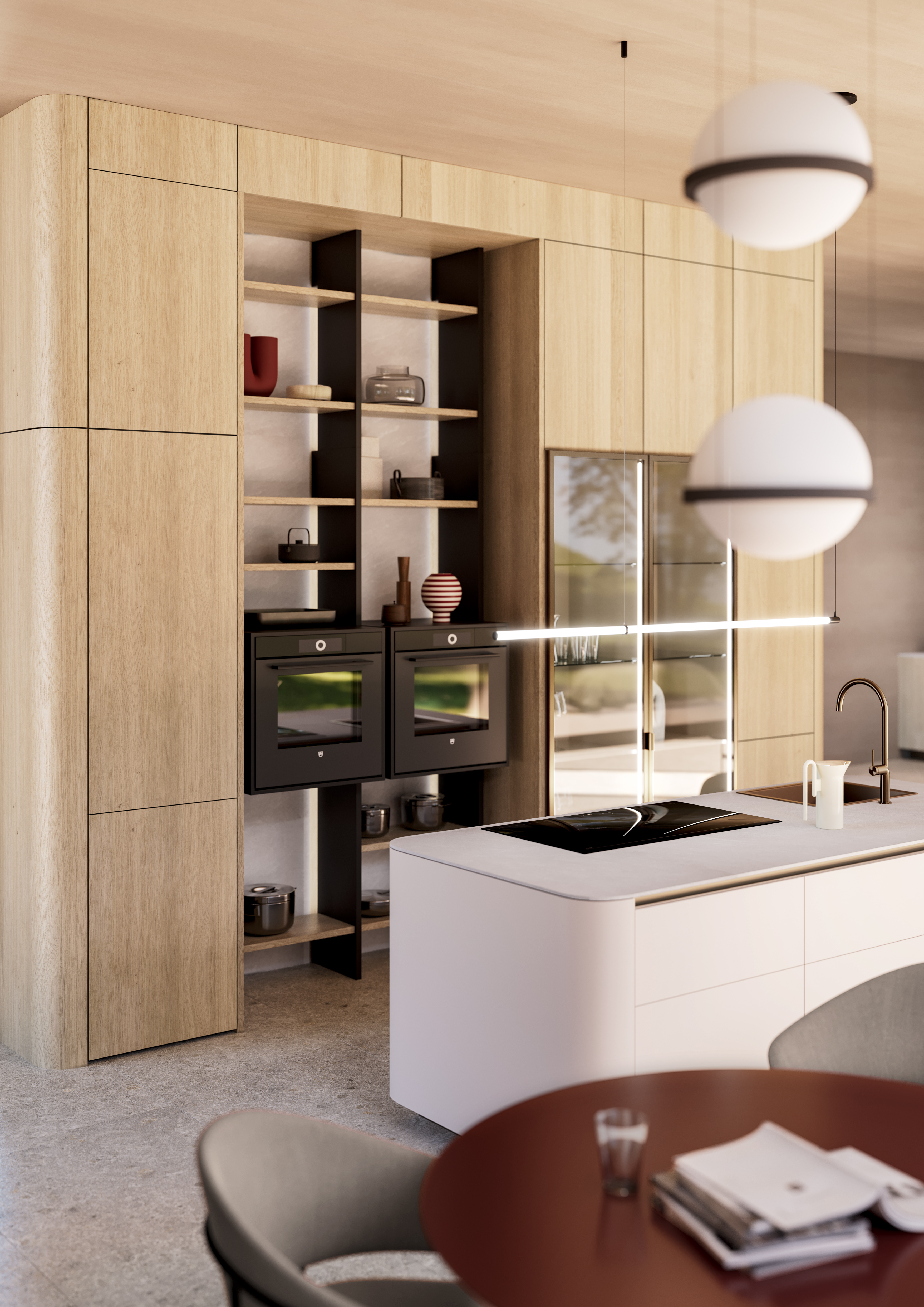 LEICHT TOPOS Classic Rundwangen Kücheninsel Geräte-Hochschrank